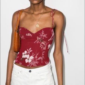Reformation Liza Top in red floral